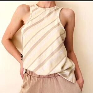 Free People Tank Top NEW Sidelines Diagonal Striped Stretch Oversized Women’s XS